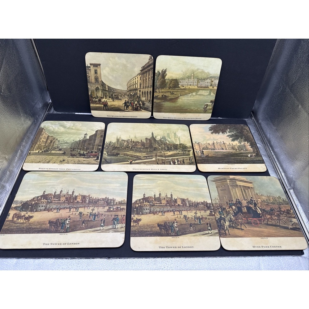 Vintage ‎ Set of 8 19th Century London Landmarks Placemats